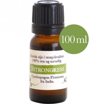 100ml Sitrongress (Cymbopogon flexuosus) fra India